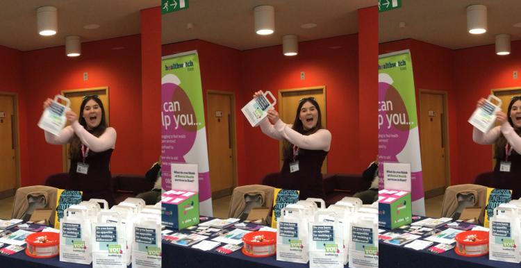 Healthwatch Kent's stall packed with goodies for World Mental Health Day 2019