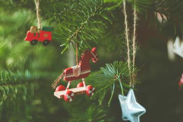 Green Christmas Tree with three ornaments