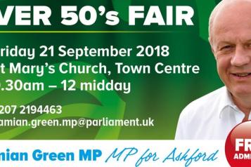 Damien Green's Ashford Over 50's Fair poster